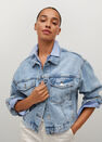 Mango - open blue Denim oversized jacket, Women Mango - open blue Denim oversized jacket, Women