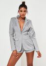 Missguided - Grey Silver Co Ord Reflective Tailored Jacket Missguided - Grey Silver Co Ord Reflective Tailored Jacket