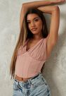 Missguided - Pink Blush Mesh Bust Corset Crop Top Missguided - Pink Blush Mesh Bust Corset Crop Top