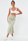Missguided - Green Mint Satin A Line Slip Midi Skirt Missguided - Green Mint Satin A Line Slip Midi Skirt