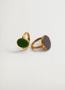 Mango - Gold Resin Ring Set, Women Mango - Gold Resin Ring Set, Women