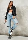 Missguided - Black Acid Wash Toggle Waist Zip Hoodie Missguided - Black Acid Wash Toggle Waist Zip Hoodie