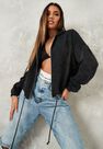 Missguided - Black Acid Wash Toggle Waist Zip Hoodie Missguided - Black Acid Wash Toggle Waist Zip Hoodie