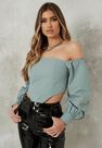 Missguided - Blue Crepe Bardot Corset Top Missguided - Blue Crepe Bardot Corset Top