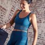 DOMYOS - Extra Large Seamless Long Dynamic Yoga Sports Bra, Dark Petrol Blue DOMYOS - Extra Large Seamless Long Dynamic Yoga Sports Bra, Dark Petrol Blue