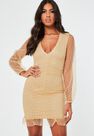 Missguided - Camel Camel Mesh Dobby Organza Ruched Mini Dress Missguided - Camel Camel Mesh Dobby Organza Ruched Mini Dress