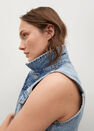 Mango - open blue Denim gilet with pockets, Women Mango - open blue Denim gilet with pockets, Women