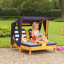 KIDKRAFT - Kidkraft Outdoor Double Chaise Lounge With Cup Holders Honey & Navy Blue KIDKRAFT - Kidkraft Outdoor Double Chaise Lounge With Cup Holders Honey & Navy Blue