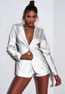 Missguided - Grey Silver Co Ord Reflective Tailored Jacket Missguided - Grey Silver Co Ord Reflective Tailored Jacket