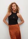 Mango - Rust - Copper Midi Satin Skirt, Women Mango - Rust - Copper Midi Satin Skirt, Women