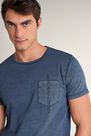 Salsa Jeans - Blue T-shirt with plant dye and pocket Salsa Jeans - Blue T-shirt with plant dye and pocket