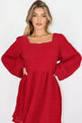 Missguided - Burgundy Shirred Textured Smock Dress Missguided - Burgundy Shirred Textured Smock Dress