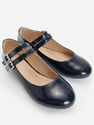 Reserved - Navy High Shine Ballerinas With Straps, Kids Girl Reserved - Navy High Shine Ballerinas With Straps, Kids Girl