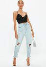 Missguided - Light Blue Riot Busted Knee Mom Jeans Missguided - Light Blue Riot Busted Knee Mom Jeans