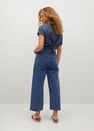 Mango - Open Blue Frayed Hem Culotte Jeans, Women Mango - Open Blue Frayed Hem Culotte Jeans, Women