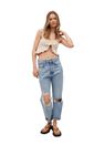 Mango - Light Beige Knitted Cropped Top, Women Mango - Light Beige Knitted Cropped Top, Women