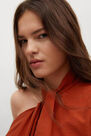 Mango - medium orange Asymmetric neckline blouse, Women Mango - medium orange Asymmetric neckline blouse, Women
