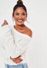 Missguided - White Off The Shoulder Knitted Jumper Missguided - White Off The Shoulder Knitted Jumper