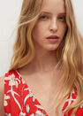 Mango - Red Printed Cut-Out Detail Dress, Women Mango - Red Printed Cut-Out Detail Dress, Women