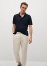Mango - navy Slim fit 100% linen polo shirt Mango - navy Slim fit 100% linen polo shirt