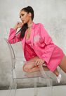 Missguided - Pink Co Ord Satin Diamante Pocket Blazer Missguided - Pink Co Ord Satin Diamante Pocket Blazer