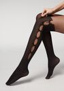 Calzedonia - BLACK Side Bow Longuette Effect Tights Calzedonia - BLACK Side Bow Longuette Effect Tights