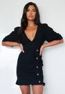 Missguided - Black Tortoise Shell Button Down Ruched Mini Dress Missguided - Black Tortoise Shell Button Down Ruched Mini Dress