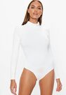 Missguided - White Funnel Neck Long Sleeve Bodysuit Missguided - White Funnel Neck Long Sleeve Bodysuit