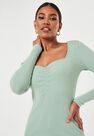Missguided - Green Sage Ribbed Ruched Bust Mini Dress Missguided - Green Sage Ribbed Ruched Bust Mini Dress
