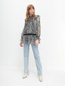 Reserved - Ladies’ Patterned Ruffle Blouse - Black Reserved - Ladies’ Patterned Ruffle Blouse - Black