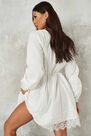 Missguided - White Lace Insert Pussy Bow Wrap Mini Dress Missguided - White Lace Insert Pussy Bow Wrap Mini Dress