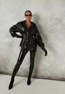 Missguided - Black Faux Leather Corset Waist Oversized Shirt Missguided - Black Faux Leather Corset Waist Oversized Shirt
