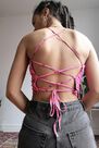 Urban Outfitters - Pink UO Hailey Mesh Tie-Up Print Top Urban Outfitters - Pink UO Hailey Mesh Tie-Up Print Top