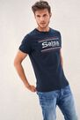Salsa Jeans - Blue Textured T-Shirt With Logo Print Salsa Jeans - Blue Textured T-Shirt With Logo Print