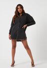 Missguided - Black Black Oversized Denim Shirt Dress Missguided - Black Black Oversized Denim Shirt Dress
