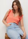 Mango - bright red Ruffled strap top, Women Mango - bright red Ruffled strap top, Women