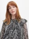 Reserved - Ladies’ Patterned Ruffle Blouse - Black Reserved - Ladies’ Patterned Ruffle Blouse - Black