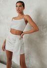 Missguided - Silver Glitter Co Ord Bow Detail Mini Skirt Missguided - Silver Glitter Co Ord Bow Detail Mini Skirt