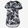 DOMYOS - 7-8Y Girls' Breathable Synthetic Short-Sleeved Gym T-Shirt S500 - Black Print, Black DOMYOS - 7-8Y Girls' Breathable Synthetic Short-Sleeved Gym T-Shirt S500 - Black Print, Black