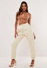 Missguided - Camel Tan Button Front Long Sleeve Crop Top Missguided - Camel Tan Button Front Long Sleeve Crop Top