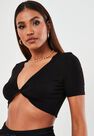 Missguided - Black Black Twist Front Crop Top Missguided - Black Black Twist Front Crop Top