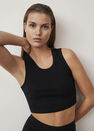 Mango - Black Ribbed crop top Mango - Black Ribbed crop top