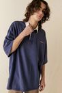 Urban Outfitters - Navy Iets Frans'.. Washed Rugby Polo Shirt Urban Outfitters - Navy Iets Frans'.. Washed Rugby Polo Shirt