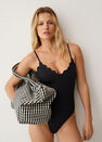 Mango - black Gingham-check fabric shopper bag Mango - black Gingham-check fabric shopper bag
