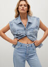 Mango - open blue Oversized denim gilet Mango - open blue Oversized denim gilet