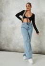 Missguided - Black Sculpted Rib Tie Front Crop Top Missguided - Black Sculpted Rib Tie Front Crop Top