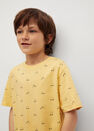 Mango - Yellow Boats Printed Cotton T-Shirt, Kids Boy Mango - Yellow Boats Printed Cotton T-Shirt, Kids Boy