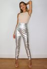 Missguided - Silver Silver Metallic Croc High Waisted Trousers Missguided - Silver Silver Metallic Croc High Waisted Trousers