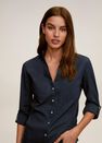 Mango - Navy Slim Fit Cotton Shirt Mango - Navy Slim Fit Cotton Shirt