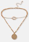 Missguided - Gold Look Circle 2 Row Necklace, Women Missguided - Gold Look Circle 2 Row Necklace, Women